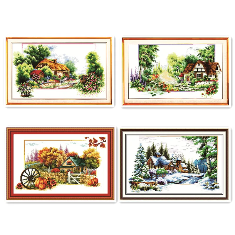 

cross stitch kits embroidery needleSpring, summer, autumn, winter and four seasons beautiful scenery embroidery cross stitch kit