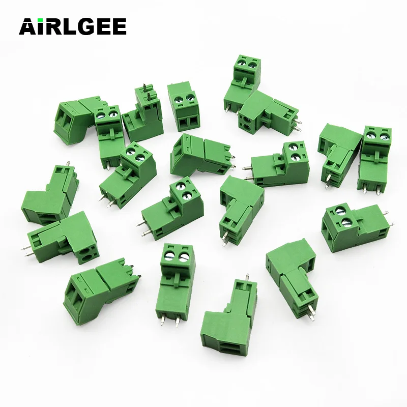 20pcs 300V 15A 5.08mm Pitch 2-Position Straight Pins PCB Screw Plug-In Terminal Block Connector Green Free shipping