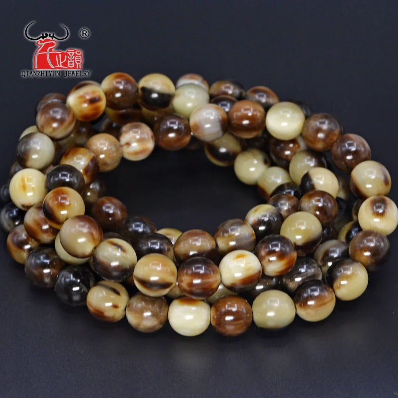 20PCS Tibetan style Natural Yak horn prayer beads Handmade bone Bead Necklace DIY Scatter Beads for jewelry making 8/10/12mm