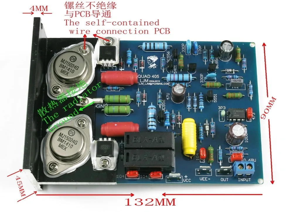 new 1 pair QUAD405 CLONE 100w Amplifier board with MJ15024 TIP42 tube + Angle aluminum (2 channel) Kit DIY / Assembled Board