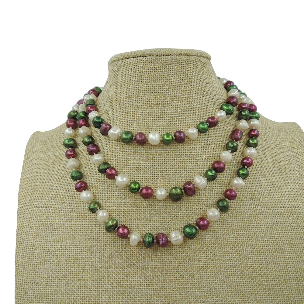 

Freshwater AA Pearl Necklace 120 Cm Long near round Shape 100% Natural Elegant Jewelry Accessory