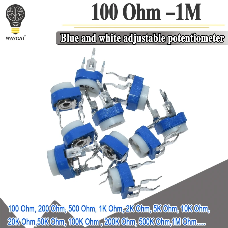 20 sztuk RM065 RM-065 100 200 500 1K 2K 5K 10K 20K 50K 100K 200K 500K 1M ohm potencjometr potencjometr przycinarki rezystor zmienny
