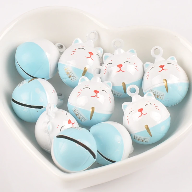 5pcs Cat Charms Cartoon Jingle Bells Christmas Decoration Gift Wholesale for Wind bell making 23x17mm YKL0699x