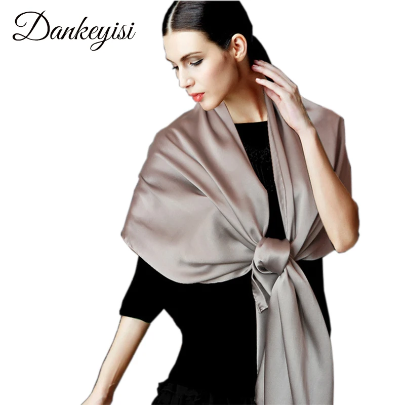 

[DANKEYISI] Women Genuine Silk Scarves 100% Natural Silk Scarf Shawls Fashion Pure Color Long Scarf Luxury Brand Neckerchief