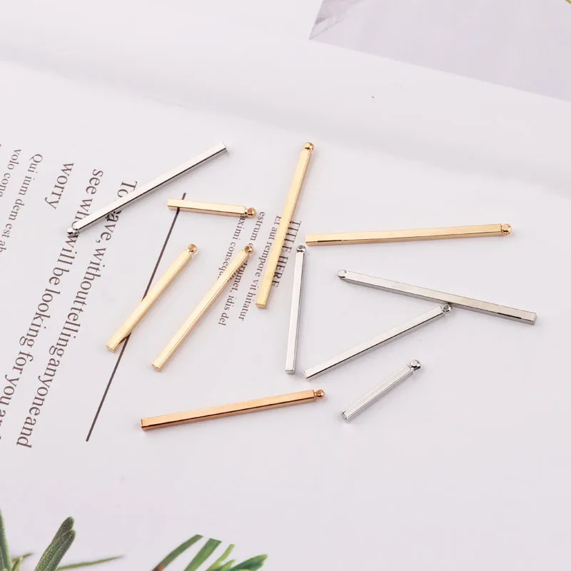 50pcs Copper White k/KC Gold color Short/long sticks Simple blank Bar charm for Earring necklaces Long Strip Pendant for DIY