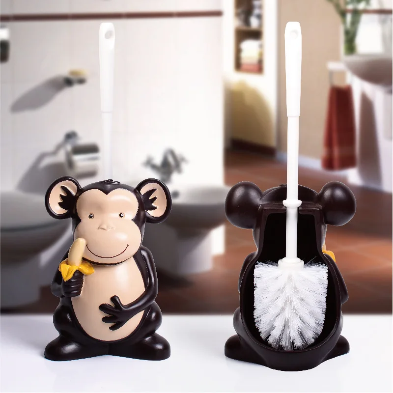 

Creative Cute Monkey Toilet Brush Holder Set Resin Base Home Hotel Bathroom Cleaning Tool Decoration Ornament