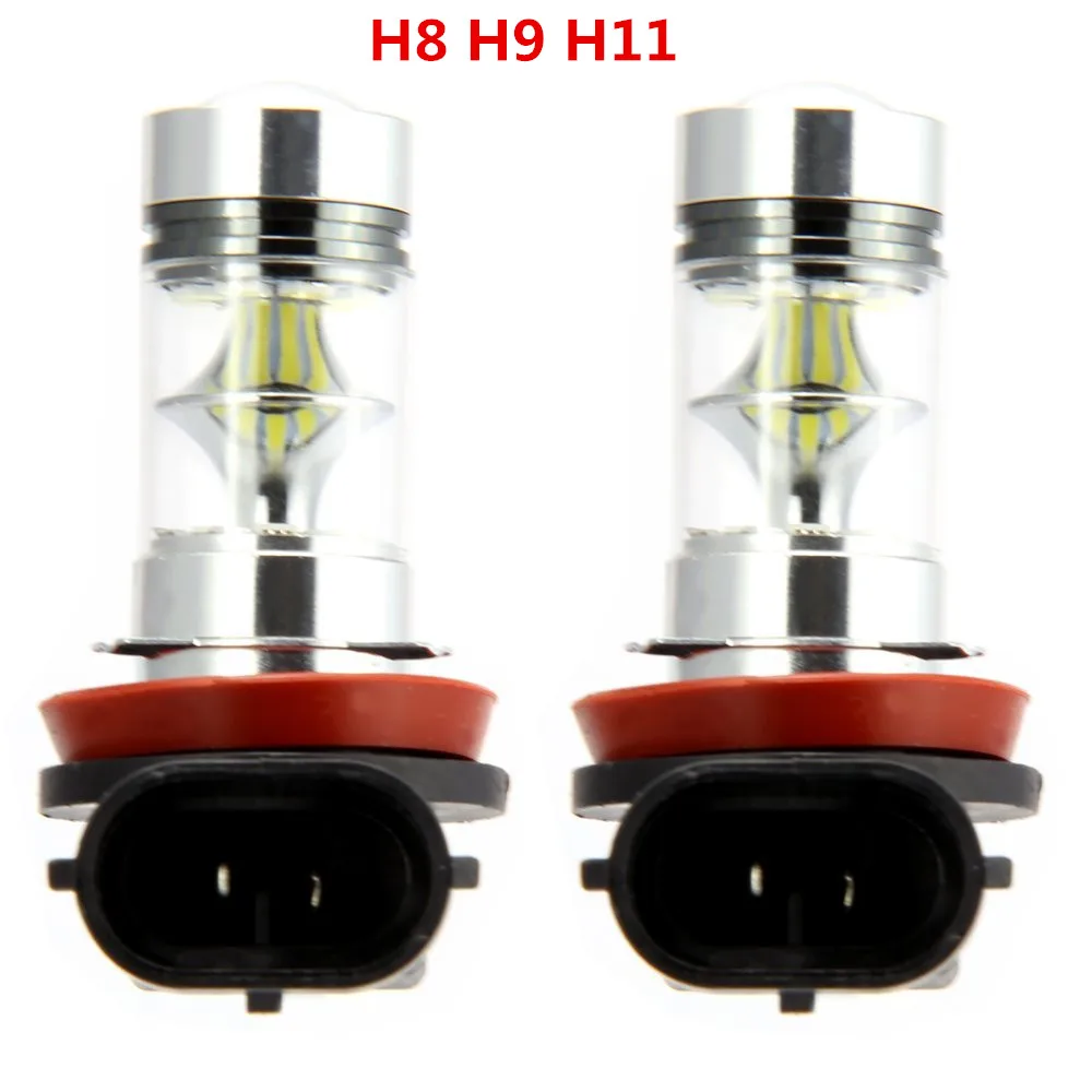 2 Bombillas de luz blanca para Coche, lámpara de 100W, H7, H8, H11, 9005, 9006, H10, H9, Faro de Moto, Bombilla para conducción antiniebla/DRL