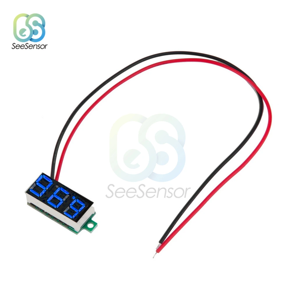 Mini voltmetro digitale a LED da 0.36 pollici voltmetro 2 fili DC 4.7V 32V Display a 3 cifre pannello rosso/verde/blu/bianco