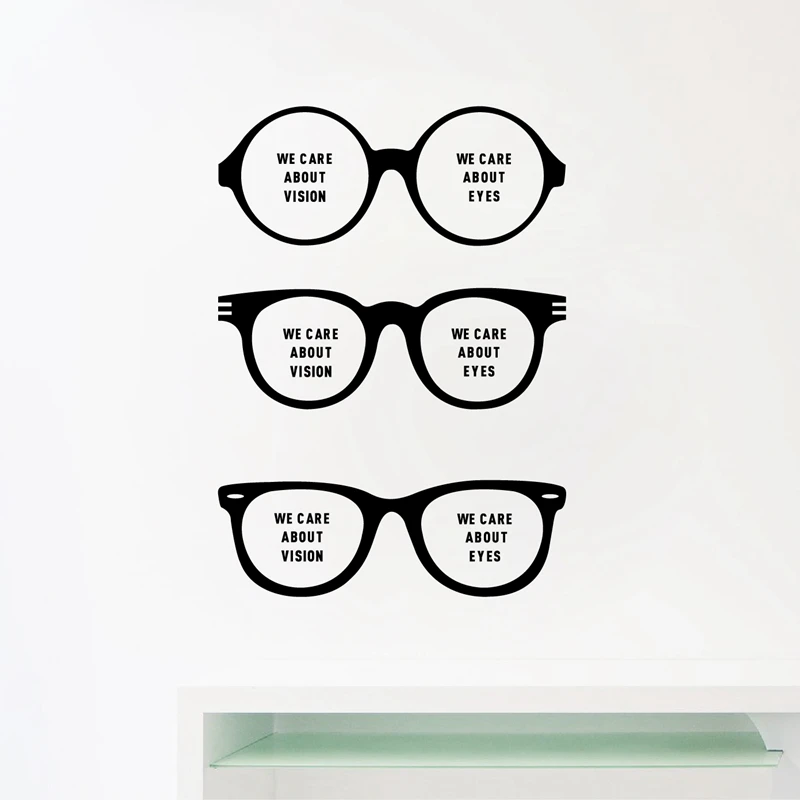 Glasses Optical Vinyl Wall Sticker Eye Care Store Decal Optical Shop Posters Removable Art Decals Decor Mural Sticker