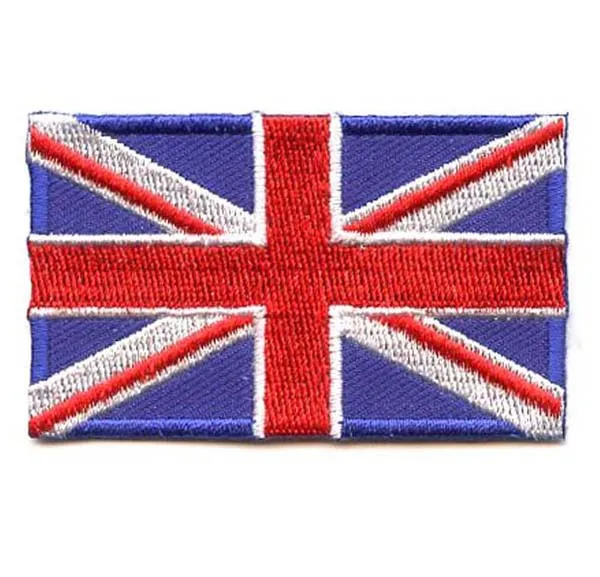 Custom United Kingdom Flag Embroidery Badge Made by Twill with Heat Cut Broder and Iron On Backing Accept MOQ50pcs Free shipping