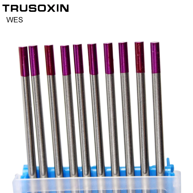 Eletrodo de tungstênio roxo cabeça wes, 1.0 /1.6/2.0/2.4/3.0/3.2/agulha de tungstênio tig/eletrodo de tungstênio/haste tig com 10 peças