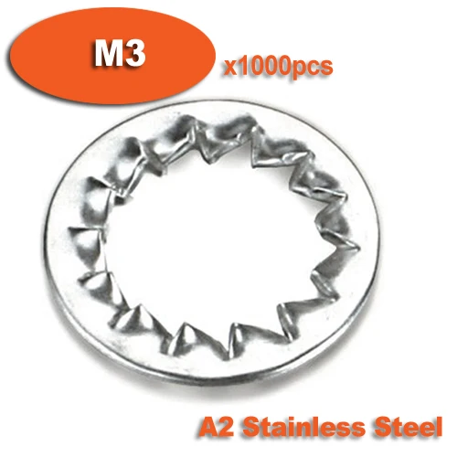 

1000pcs DIN6798J M3 Stainless Steel A2 Internal Serrated Lock Washers Washer