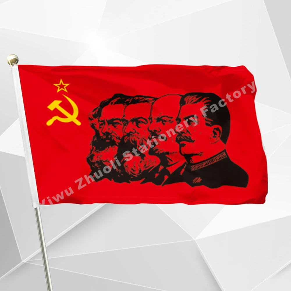 Communism Flag 90 x 150 cm 3` x 5` FT 100D Polyester Marx Engels Lenin Stalin CCCP USSR Soviet Emblem Flags And Banners