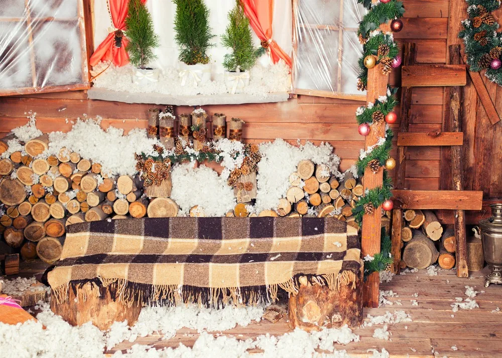 Capisco photography backdrop wood house Snow blanket Christmas party children new background photocall customize photo printed