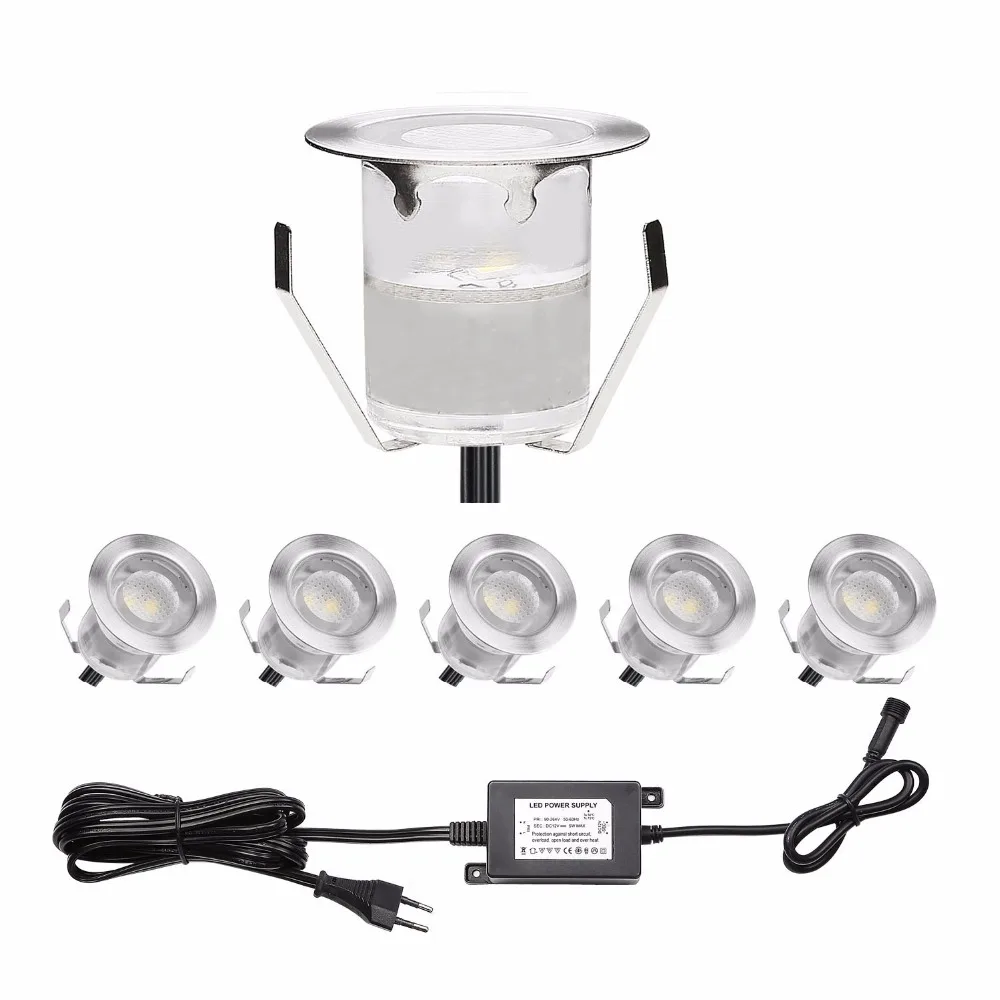 QACA LED Deck Light Outdoor Garden Patio Stairs Landscape Decor LED Lighting In-ground 6pcs/set B110-6