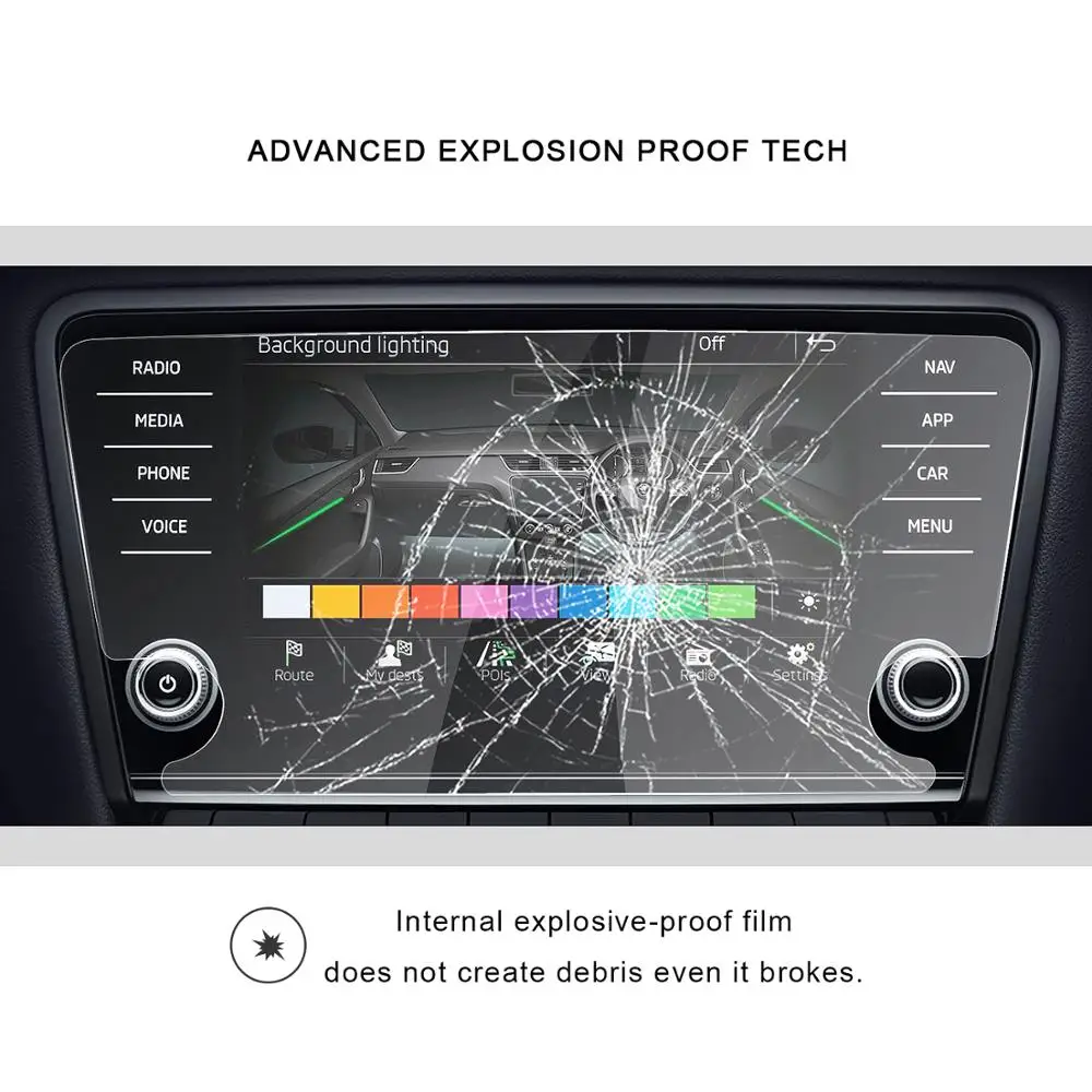 RUIYA Car Screen Protector For Octavia Amundsen 8 Inch 2017 2018 2019 Navigation Touch Display Screen Auto Interior Accessories