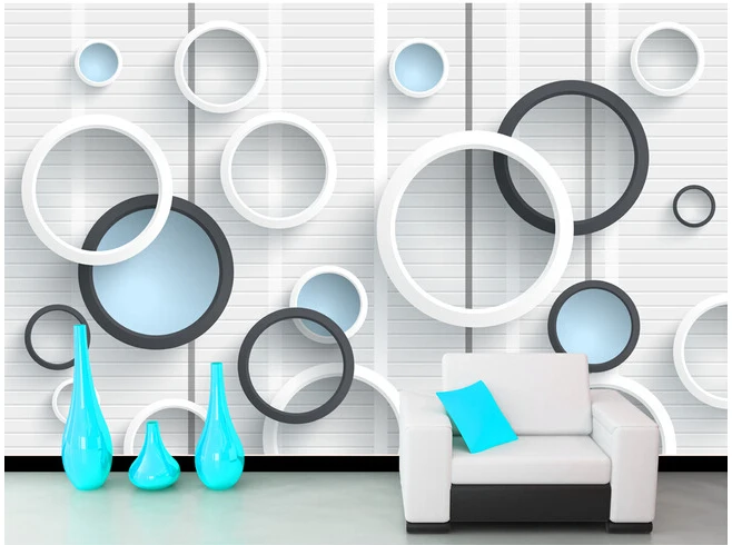 

Custom papel DE parede para quarto contracted 3 d circle for the sitting room bedroom TV wall vinyl papel DE parede