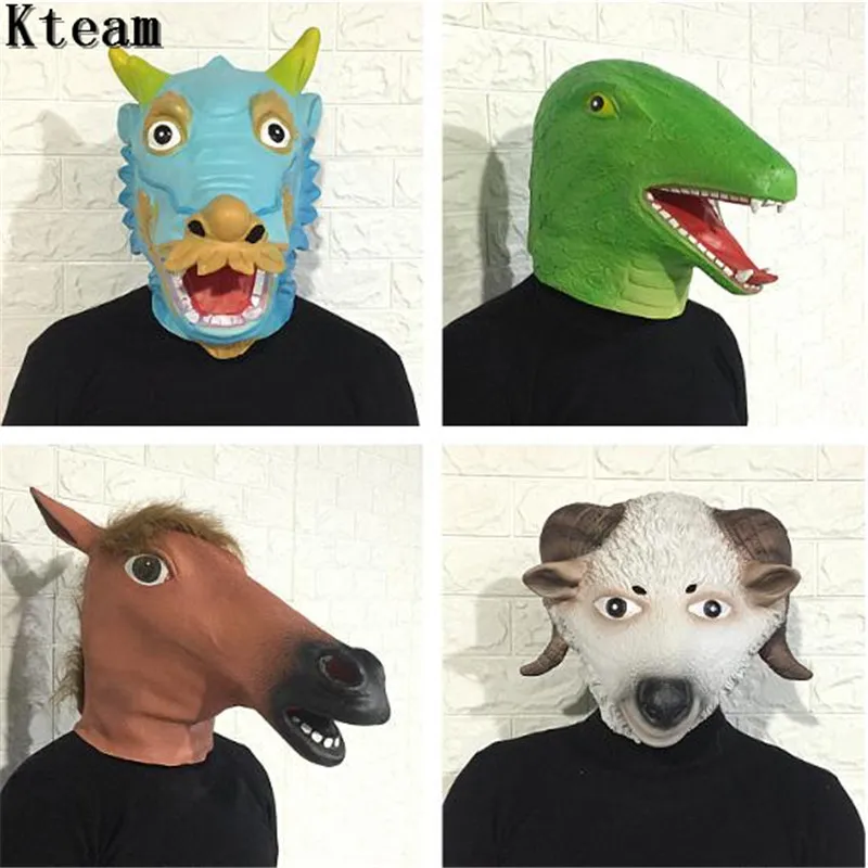 Animal Masks Full Face Cosplay Pig Mouse Mask Masquerade Fancy Dress Carnival Horse Tiger Snake Sheep Mask Halloween Costume