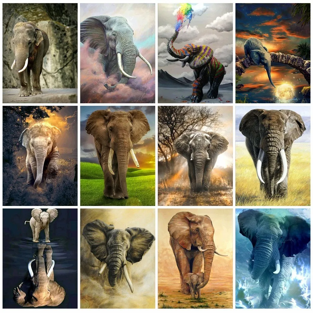 

MTEN Diamond Painting Elephant Full Square Diamond Embroidery Animal Picture Mosaic Rhinestone Home Decoration