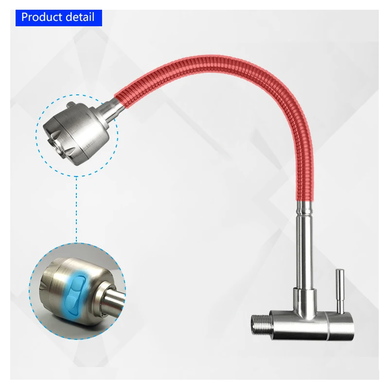 Imagem -05 - Torneira Flexível de Torneira Giratória 360 Graus para Cozinha e Montagem na Parede Torneira Giratória para Água Fria Aço Inoxidável