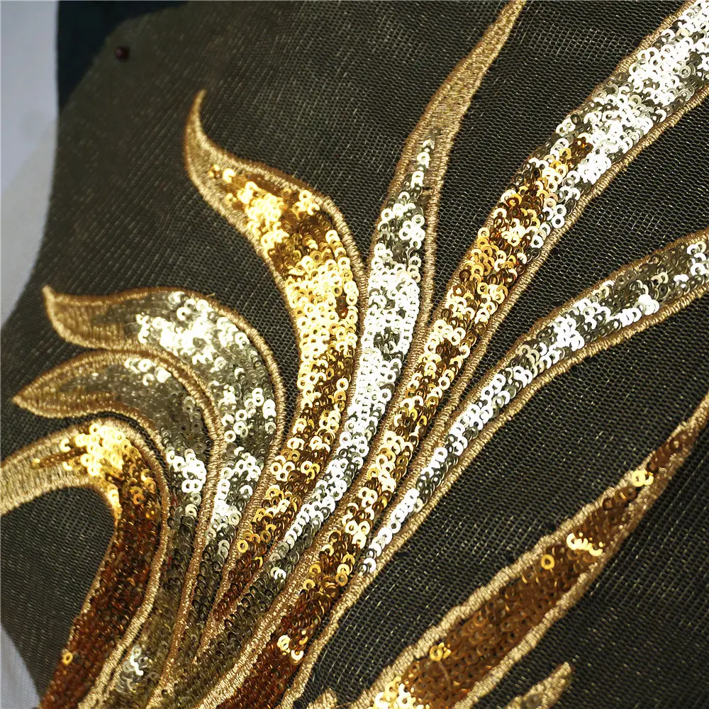 74CM Gold Sequins Lace Trims Mesh Tailorable Sew On Patches Embroidery For Wedding Decoration Appliques Dress Handmade DIY