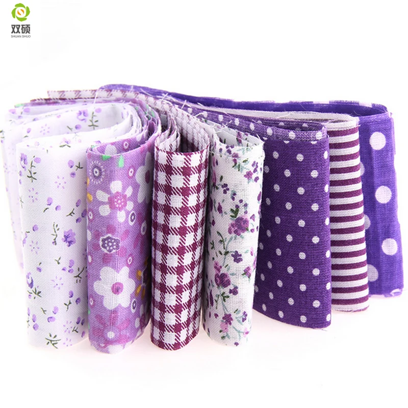 100%cotton New arrivals 7pcs/lot jelly roll sewing textile Purple sets fabric strips 5cmx100cm tildas quilting doll\'s cloths