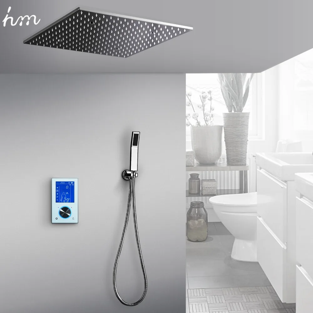 Hm Douche Set Multifunctionele LED Thermostatische Douche Systeem SPA Spray Regen Modus Intelligente Digitale Touch Monitor Douche Kolom
