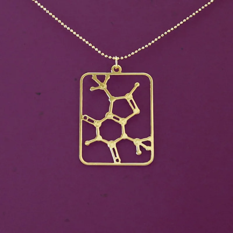 Chocolate - Theobromine molecule necklace - chemistry jewelry