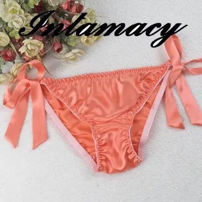 Fashion bikini 100% silk panties female lacing thong silk plus size