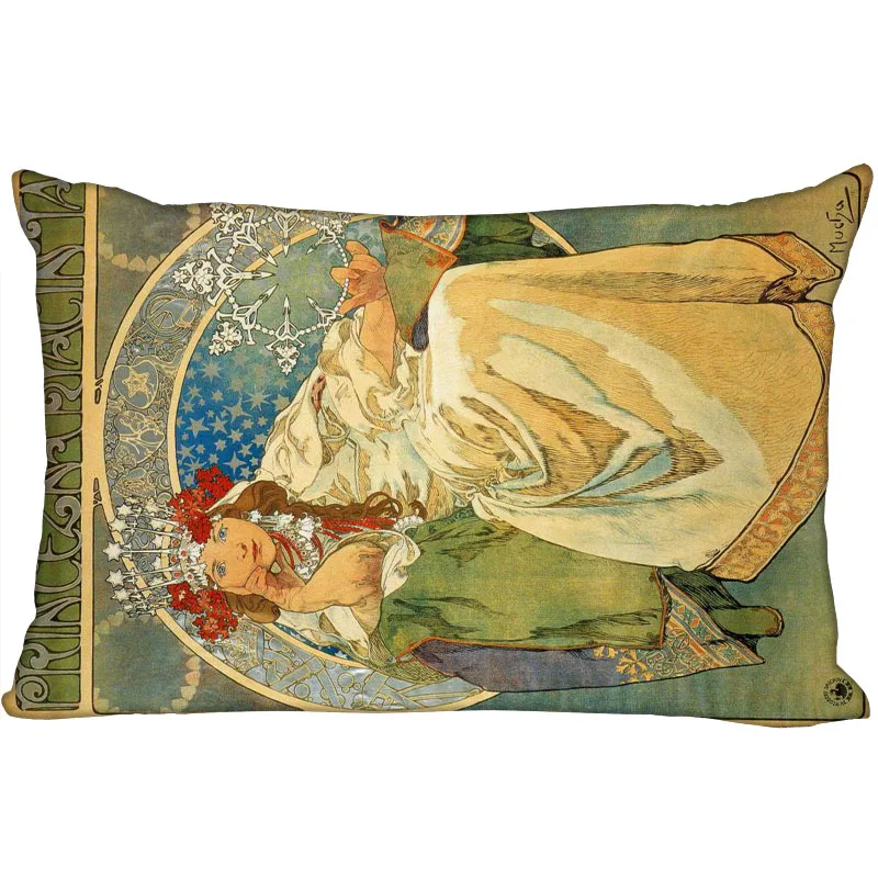 New Custom Alphonse Mucha Pillowcase Zippered Rectangle Pillow Cover Cases Size 45X35cm,40x60cm,45X75cm,50X75cm(Two sides)