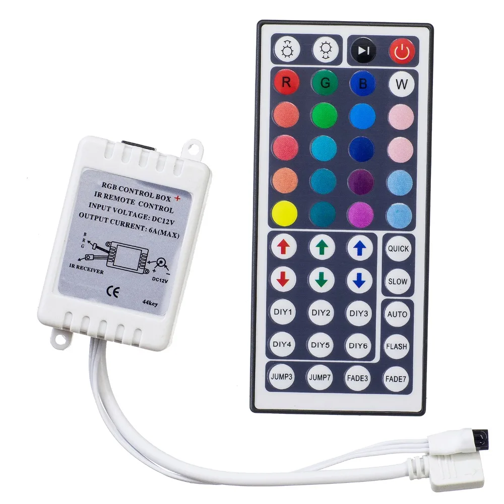 Controlador de led 44 teclas led ir rgb controler led luzes controlador ir remoto dimmer dc12v 6a para rgb 3528 5050 led tira