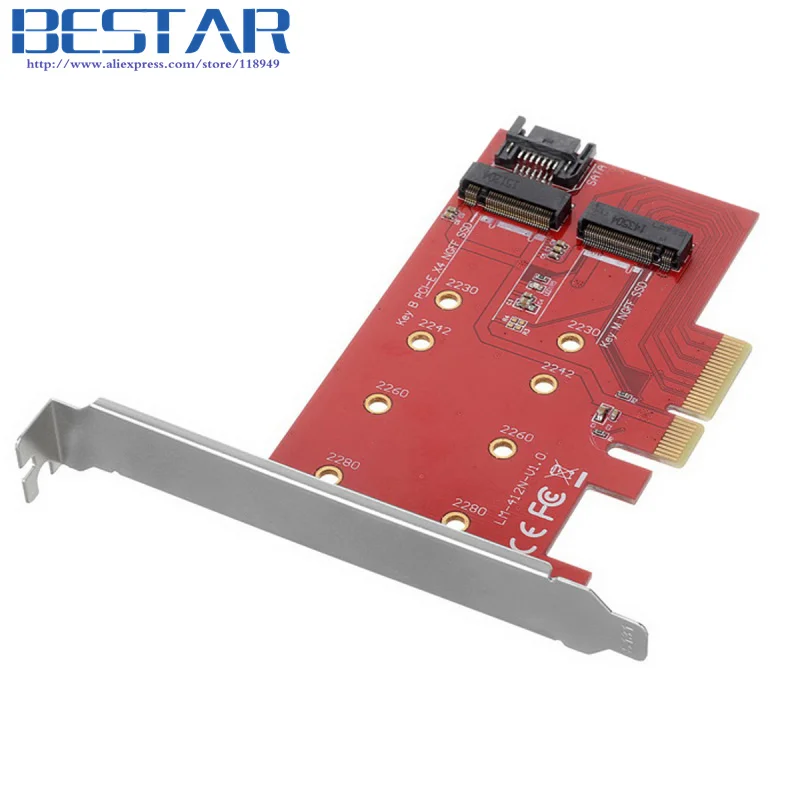 M.2 NGFF 4 Lane SSD to PCI-E 3.0 x4 & NGFF to SATA Adapter CARD for XP941 SM951 PM951 A110 m6e SSD