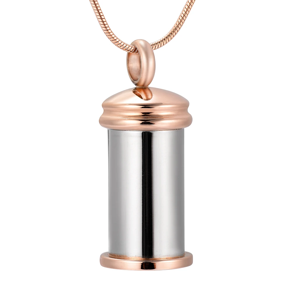 Memorial Urn Pendant Blank Engravable Stainless Steel Cylinder Hold Human/Pet Ashes Keepsake Cremation Jewelry Necklace