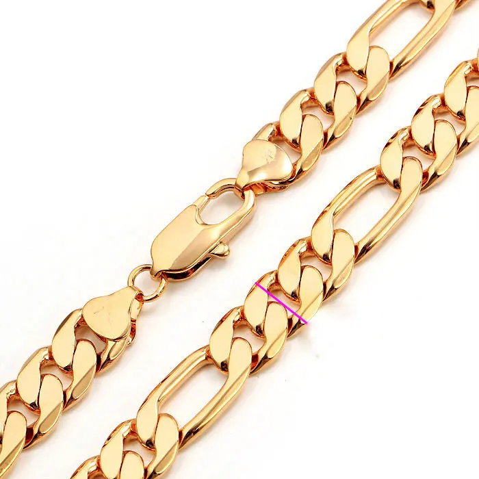 Mens Solid  Gold GF Flat Cuban Link Chain Real Heavy Plated Curb Necklace