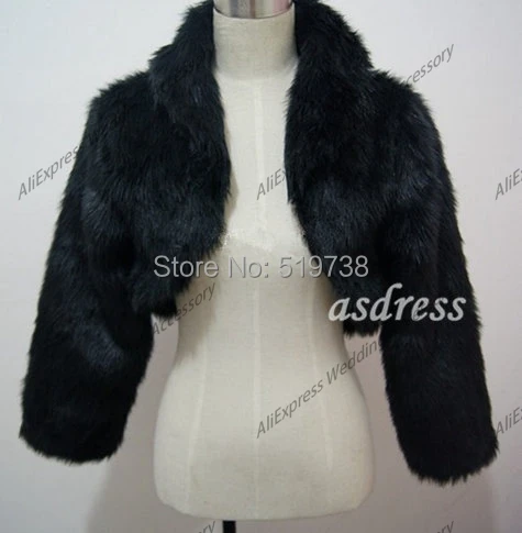 แฟชั่นสีดำ Faux FUR Coat เจ้าสาว Wrap เสื้อแขนยาวผ้าคลุมไหล่ Cape Stole Bolero งาช้างขนสัตว์ปลอม Bridesmaids Cape