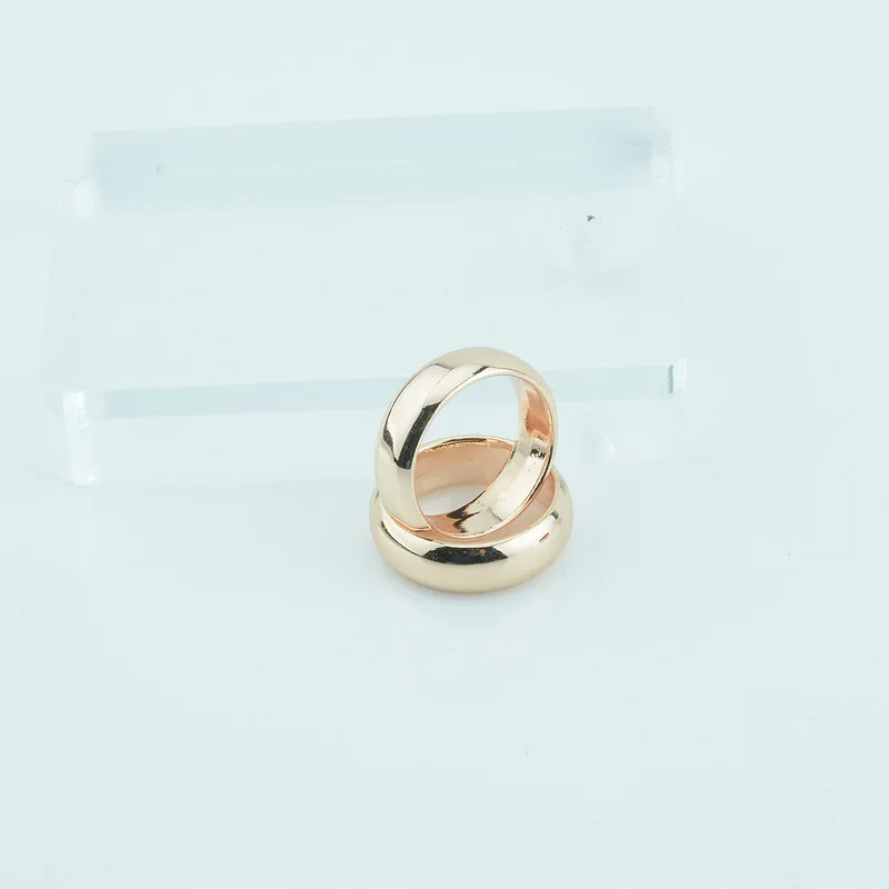 FJ 1pcs 6mm Women Men Couple Jewelry 585 Rose Gold Color Without Stones Engagement Rings