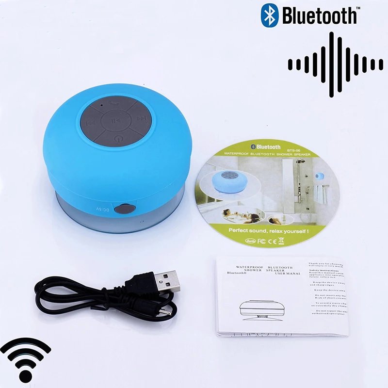 Беспроводная Bluetooth-колонка, миниатюрная Водонепроницаемая стерео-колонка с сабвуфером, громкая музыка, для ванной комнаты, офиса, пляжа