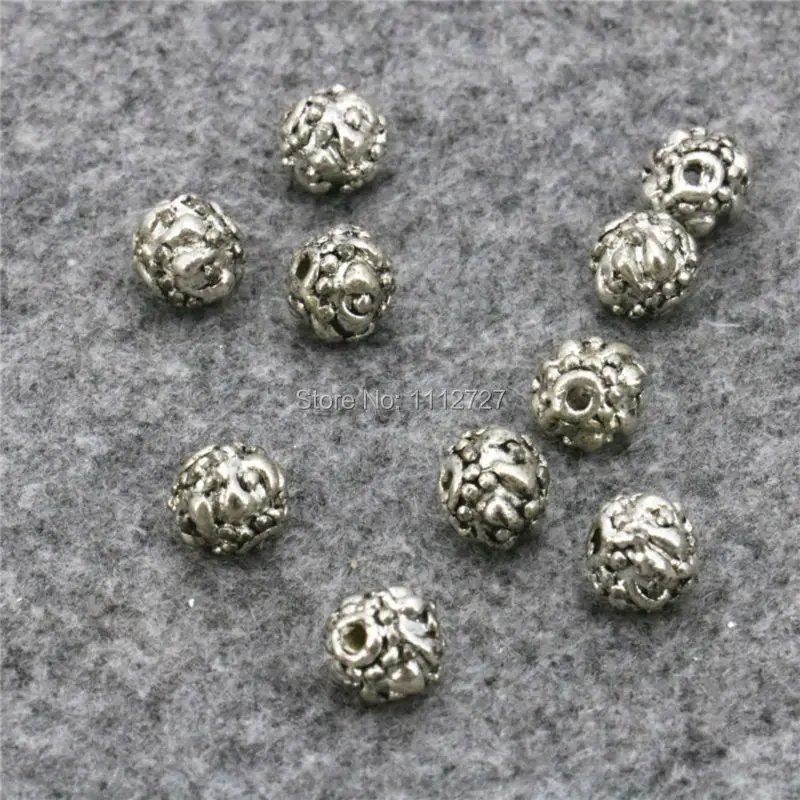 

5PCS Carved Accessory Metal Lucky DIY Finding Loose Copper Round Beads Ball Girl Jewelry Making Women Girls Gifts Crafts 8x9mm