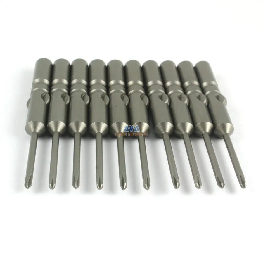 10 Pieces Magnetic Phillips Screwdriver Bit S2 Steel 6mm Shank 60mm Long 2mm PH0 Tip