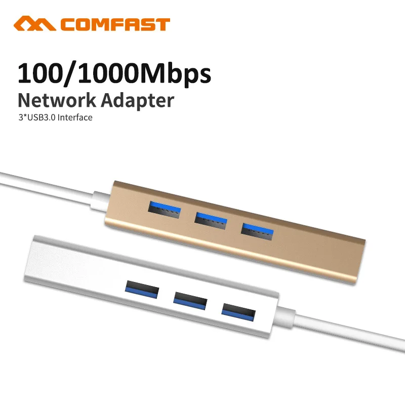 

Адаптер Ethernet Comfast с USB 3,0 на Gigabit Ethernet, 3-портовый концентратор USB 3,0, шина с 10/100/1000 RJ45, Gigabit Ethernet LAN порт, конвертер, концентратор