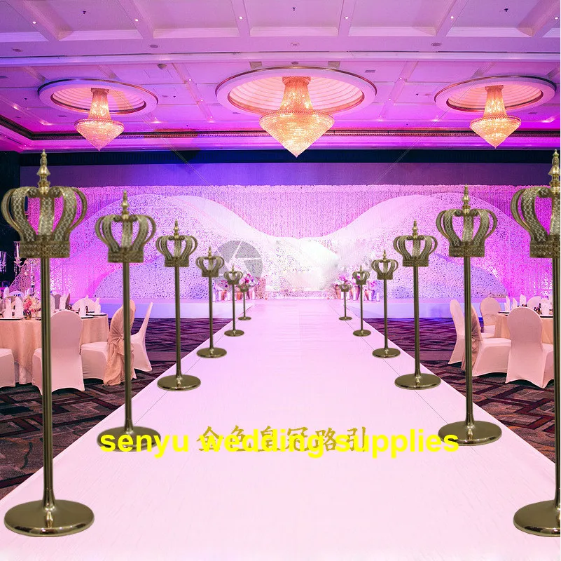 

gold metal acrylic display pedestal flower stand for wedding centerpieces walkway pillar stand for wedding stage