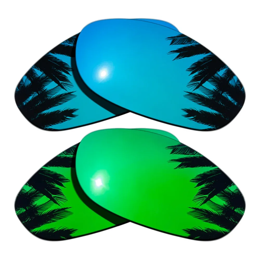 

(Ice Blue Mirrored+Green Mirrored Coating) 2-Pairs Polarized Replacement Lenses for Monster Dog 100% UVA & UVB Protection