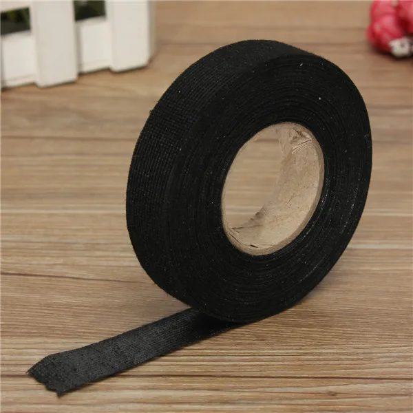 15M 19mm Hot Adhesive Cloth Fabric Tape Cable Looms Wiring Harness For Car Auto Strong Adhesive Force