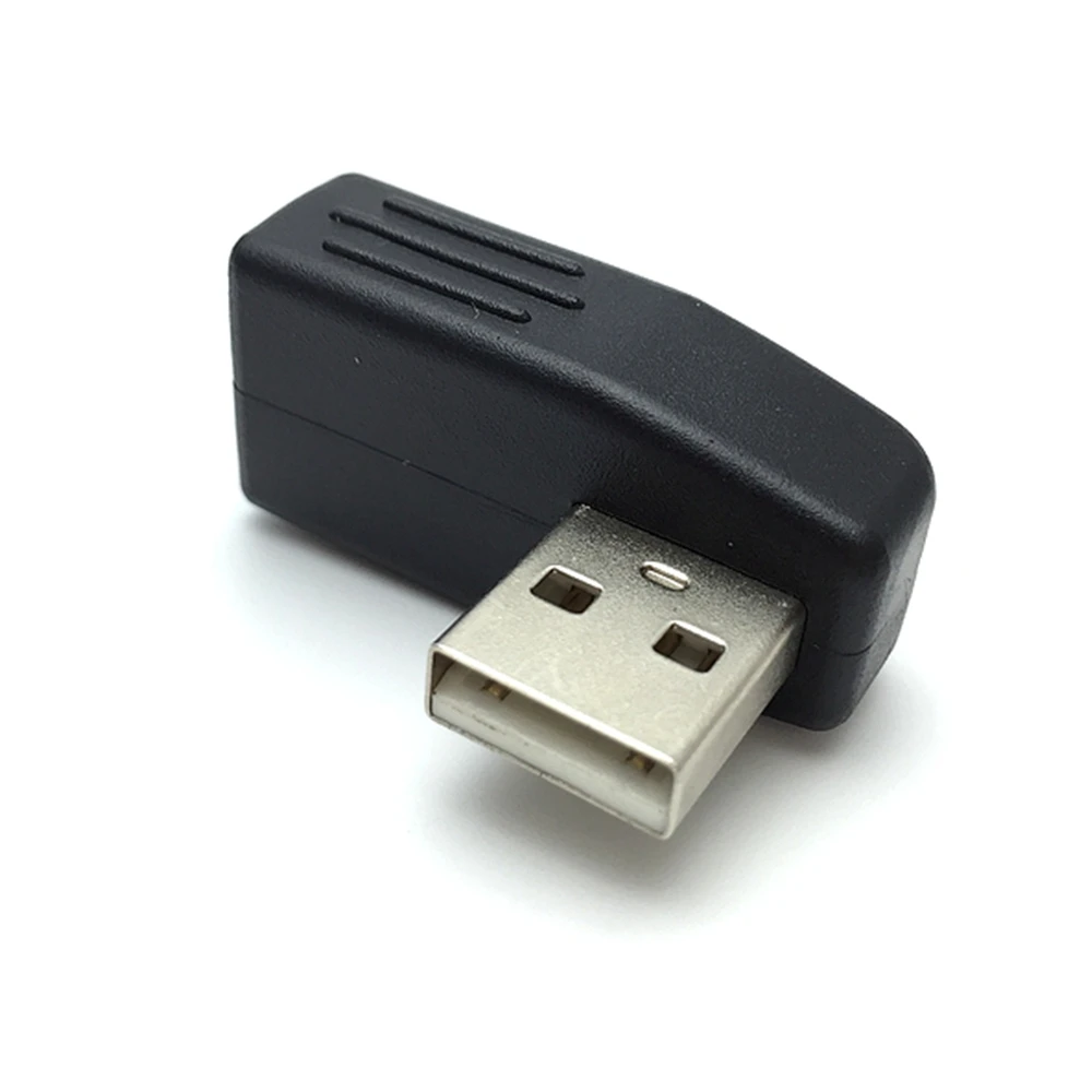 Usb2.0 um macho para fêmea 90 graus adaptador preto volta