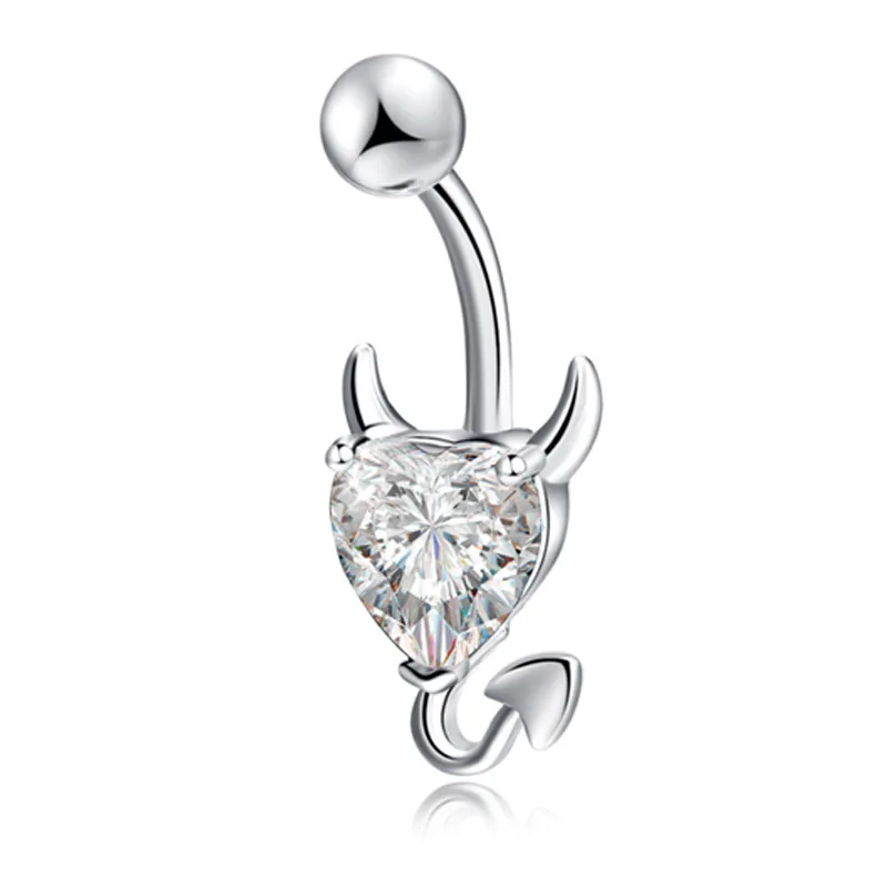 Navel Belly Piercing Button Ring Glitter Love Heart Decor Piercing Navel Nail Sexy for Women Body Jewelry LL@17