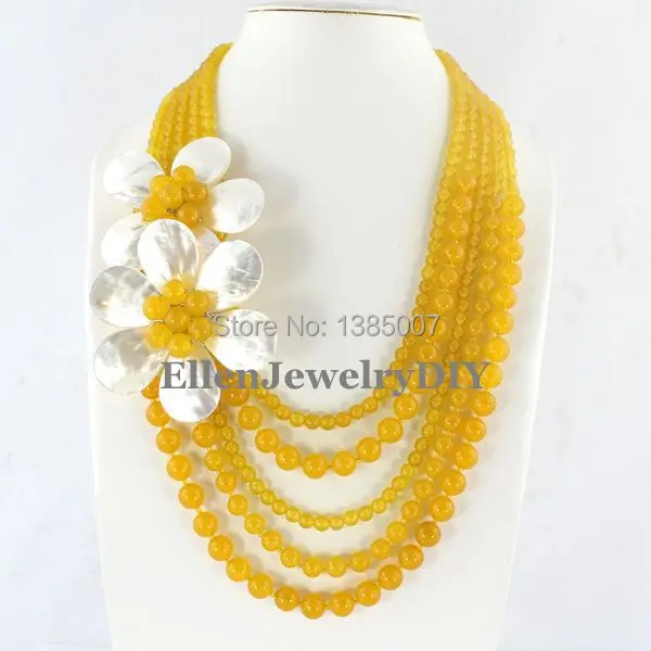 

Excellent Design 5 Rows Yellow hot Necklace,Holiday Party Necklace,Bridesmaid Necklace,Statement Necklace,hot Jewelry