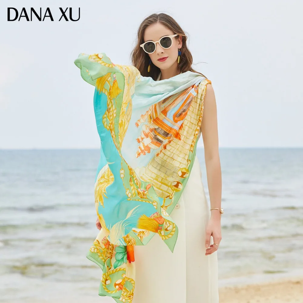 Silk Long Scarf Luxury Brand Women New Design Beach Blanket Shawl Wear Swimwear Bandana Hijab Face Shield Foulard 245*110cm 2019