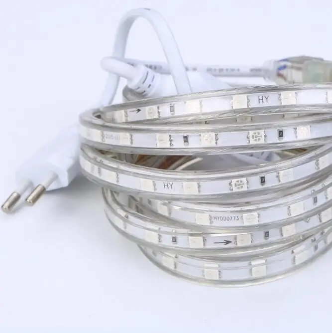 

LED Strip IP67 Waterproof SMD 5050 AC220V led strip flexible light EU Power Plug 60leds/m 1M 2M 3M 5M 10M 15M Indoor Outdoor