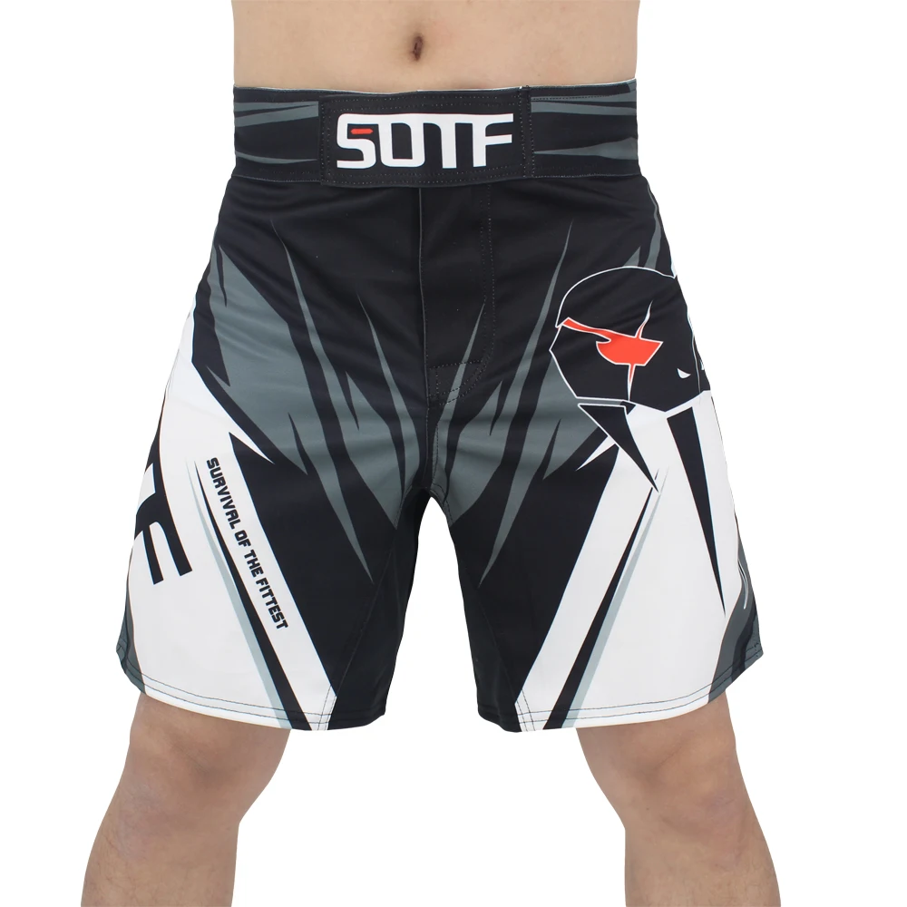 Sotf mma adultos cobra venenosa geométrica tigre muay thai boxing shorts mma roupas de boxe shorts luta sanda