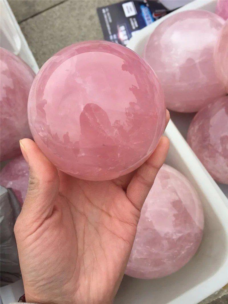

Love Stone 100% Natural Rose Quartz Gemstone Crystal Sphere Reiki Healing Pink Rose Crystal Gemstone Ball For Wedding Decoration